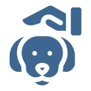 Dog being petted icon